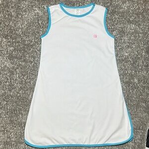 EUC Set Athletics girls White Sleeveless tennis Dress with Blue Trim size 12